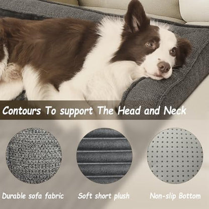 WINDRACING Luxury Dog Couch Bed, Washable Calming Dog Couch Cover, Couch Protector for Dogs, Waterproof Sofa Bed, Pet Bed Mats for Couch, Pet Couch Covers for Sofa Grey (Large 41x37x5inch) ﻿