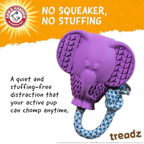 Arm & Hammer Super Treadz Baking Soda Dental Dog Chew Toy, Large, Elephant