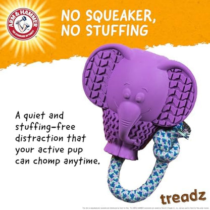 Arm & Hammer Super Treadz Baking Soda Dental Dog Chew Toy, Large, Elephant