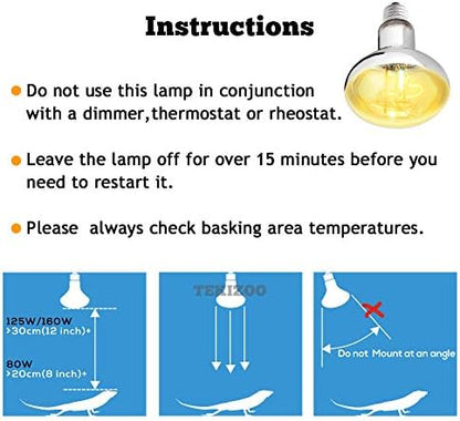 UVA UVB Sun Lamp High Intensity Self-Ballasted Heat Basking Lamp/Light/Bulb for Reptile and Amphibian (125W)