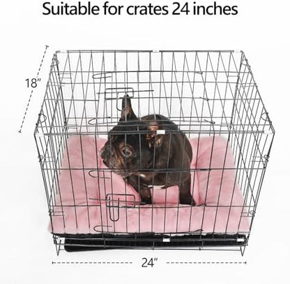 Puppy Crate Beds for Small Dogs and Cats Ultra Soft 24x18 Dog Bed for Crate Washable Cute Kennel Pad Cushion Anti-Slip for Pet Cozy Sleeping Mat 24 Inch,Pink