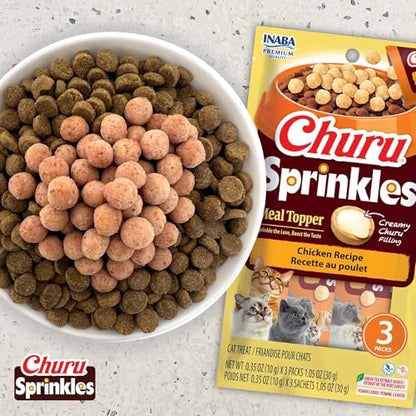 INABA Churu Sprinkles Cat Meal Topper, Chicken Dashi Flavor, 18ct