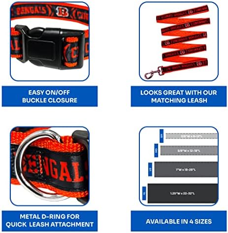 NFL Cincinnati Bengals X-Large Football Team Collar for Dogs & Cats - Shiny & Colorful Licensed by The NFL