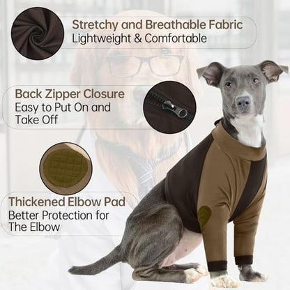 Lelepet Dog Recovery Sleeve for Wounds Front Legs, Stop Licking Dog Shirt