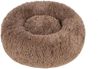 Best Pet Supplies Round Calming Dog Bed for Small, Medium & Large Dogs, Plush Donut Cuddler Pet Bed w/Raised Rim for Head, Neck Support, Anti-Slip Bottom Washable Bed - Caramel, 20 x 20 x 6