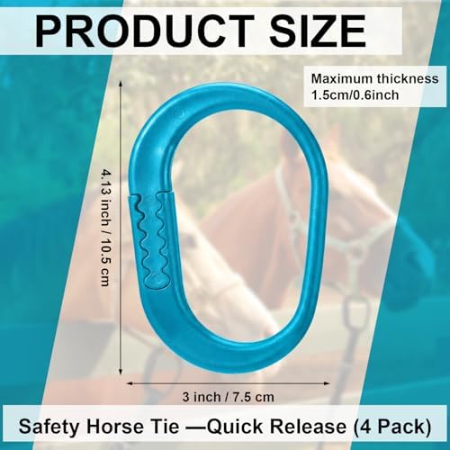 Shinylin 4 Pcs Protective Horse Blocker Tie Multi-Purpose Horse Clip Portable Versatile and Reusable Tie with Quick Release Under Heavy Pressure Design for When Secure is a Concern (Blue)