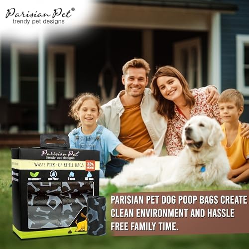 Parisian Pet Eco-Friendly Dog Poop Bags, 8 Rolls, 20 Bags per Roll, Unscented, Leak-Proof, Perfect for Cleaning Up After Your Pet