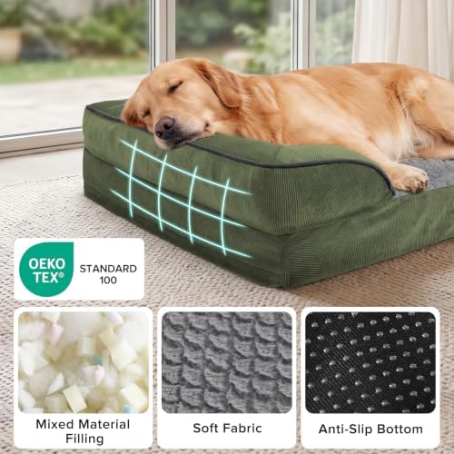 INVENHO Jumbo Orthopedic Dog Bed for Extra Large Dogs, Waterproof, Egg-Crate Foam Dog Couch Bed with Washable Removable Cover, Waterproof Lining and Nonskid Bottom