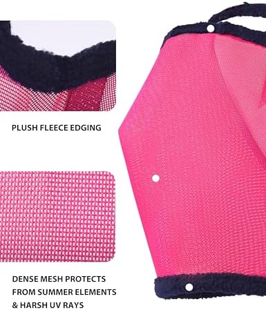 Harrison Howard All Round Mesh Horse Fly Mask UV Protective with Fleece Padded Edging Magenta XL
