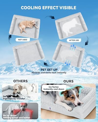 Cooling Dog Bed with PCM, Instant Chill Medium Pet Sofa, Indoor Outdoor