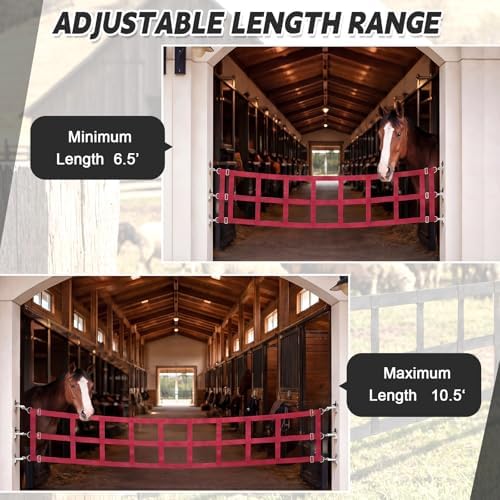 Zonon 8' x 20'' Adjustable Polyester Stall Guards for Horses, Red