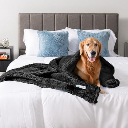 PetAmi Soft Plush Sherpa Dog Blanket for Pet Cat, X-Large 60x80, Black