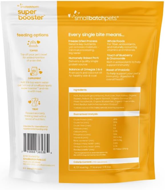 smallbatch Freeze Dried Dog Treat or Topper with Probiotics, Pork 7oz