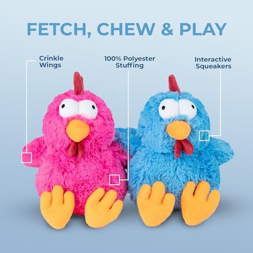 Best Pet Supplies Squeaky Plush Dog Toy - Mrs. Cluck, Blue