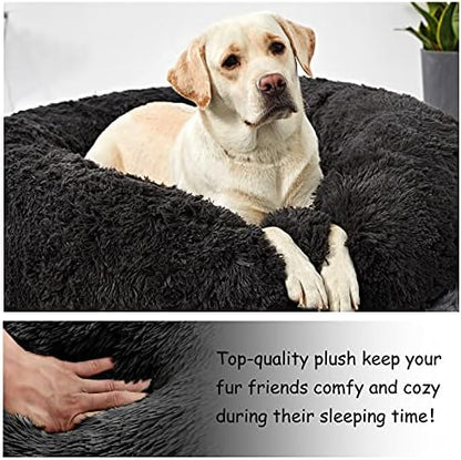 Washable Dog Round Bed - XLarge Donut Dog Bed, Comfy Calming Cuddler