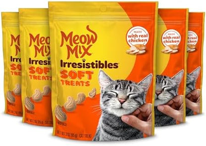 Meow Mix Irresistibles Soft Cat Treats, Chicken Recipe, 3 oz Pouches