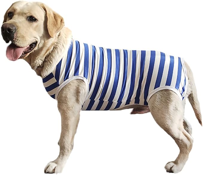 Dog’s Recovery Suit Post Surgery Shirt for Female Male Dog, E-Collar Alternative Wound Protective Clothes (Blue white-4xl)