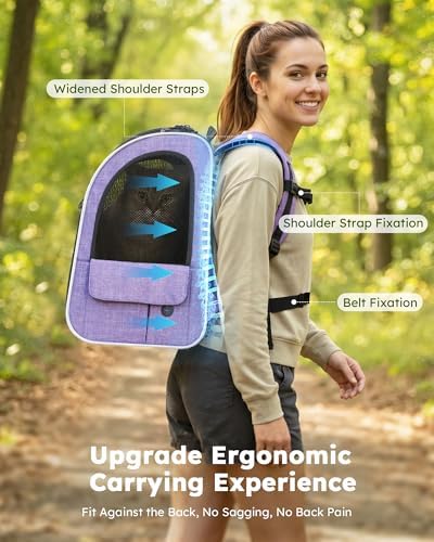 pecute Cat Backpack Expandable, Cat Carrier with Breathable Window