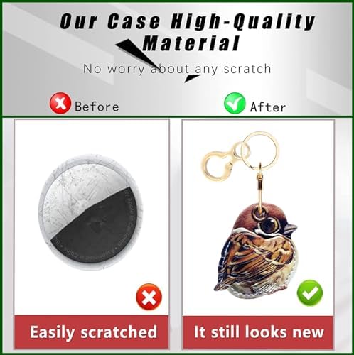 BORKUANA PU Leather Keychain Holder Protective Case Compatible with AirTag