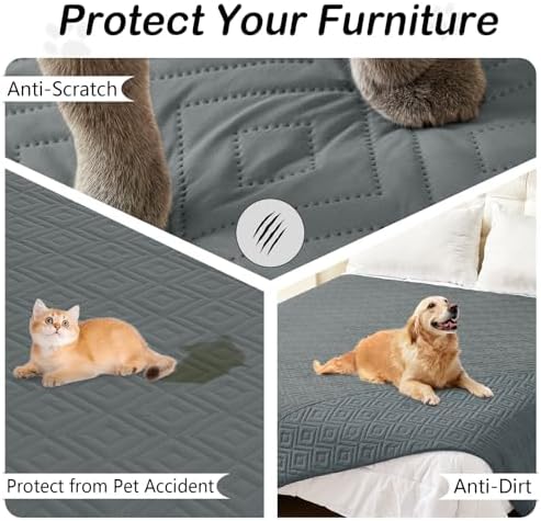 hyha Waterproof Reversible Dog Blanket, Pet Blanket for Sofa Couch