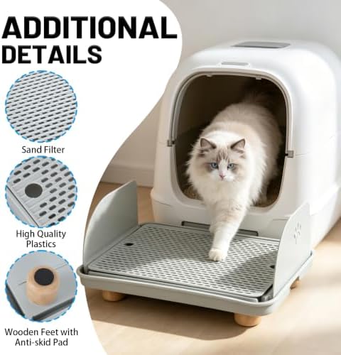Litter Box Step, Cat Litter Box Ramp/Catcher with Splash-Proof Side Baffles