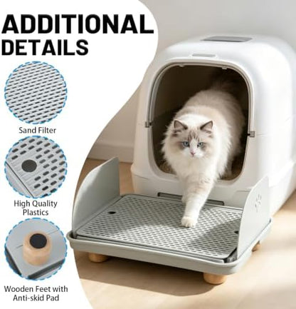 Litter Box Step, Cat Litter Box Ramp/Catcher with Splash-Proof Side Baffles