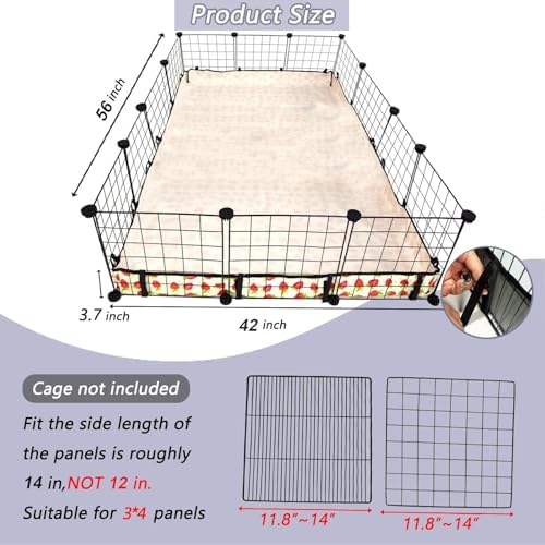 Guinea Pig Cage Liner，Washable Waterproof Oxford Cloth Cage Liners for Small Animals,Hamster Chinchilla Hedgehog Rabbit and Other Small Animals Not Include Cage(42x56 inches)