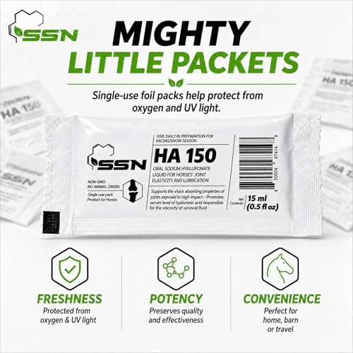 SSN HA 150 - 4 In 1 Horse Supplement - 30 Servings - Equine Joint, Gastric, Ligament/Tendon, Lung Capillary Health - Glucosamine Alternative - (30 Pack, 150mg Sodium Hyaluronate per Serving)