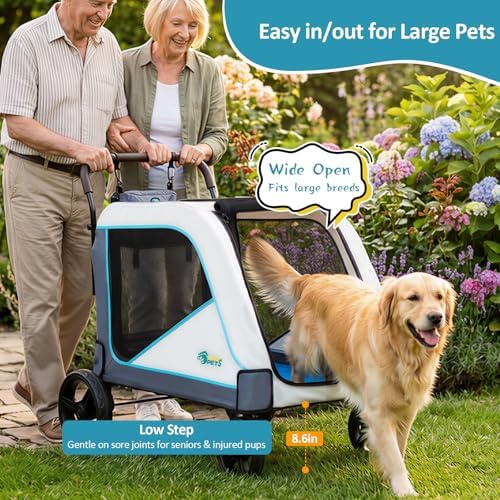 Ownpets Extra Large Dog Stroller for Large Breeds, 154 lbs Capacity, Black