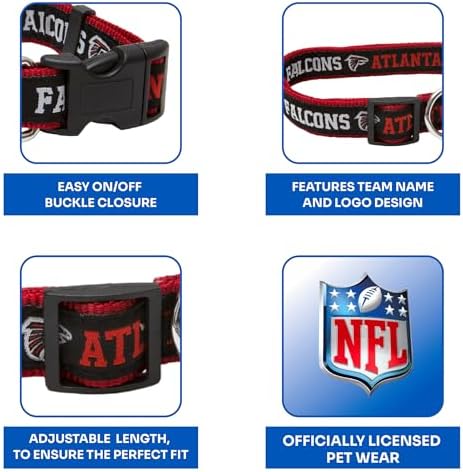 Pets First NFL Atlanta Falcons Licensed PET COLLAR, Small - Heavy-Duty, Strong, and Durable Dog Collar. Available in 31 Football Teams and 4 Sizes