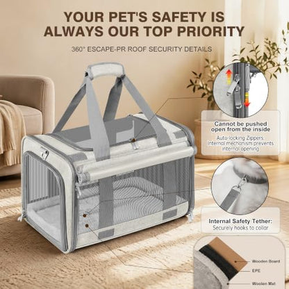 Soft Sided Cat Carrier for Anxious Pets with Privacy Roller Blinds