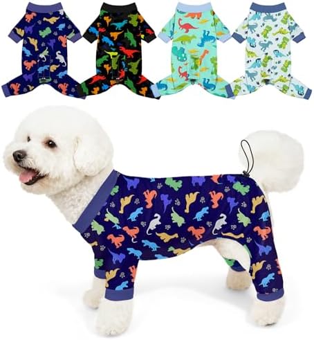 Bienbee Dog Pajamas, 4 Pack Adjustable Onesies for Small to Large Dogs M