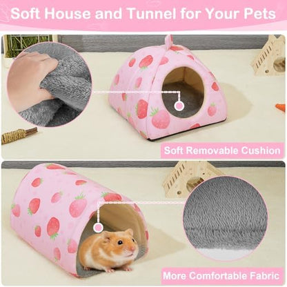 Bienbee Guinea Pig Hideout, 2 Piece Washable Set for Small Animals Small