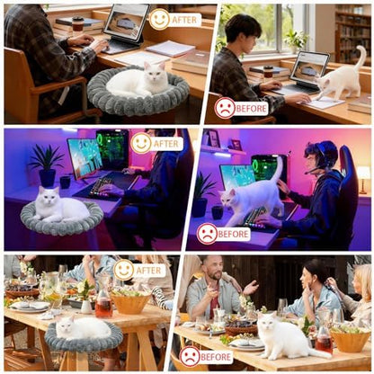 20"x16" Rotatable Foldable Cat Desk Bed - 2 Detachable Washable Mats for Desk Cat Bed, Double Screw Reinforced Support, 50LBS Bearing Capacity | Cat Desk Hammock for Home Office & Gaming Desks