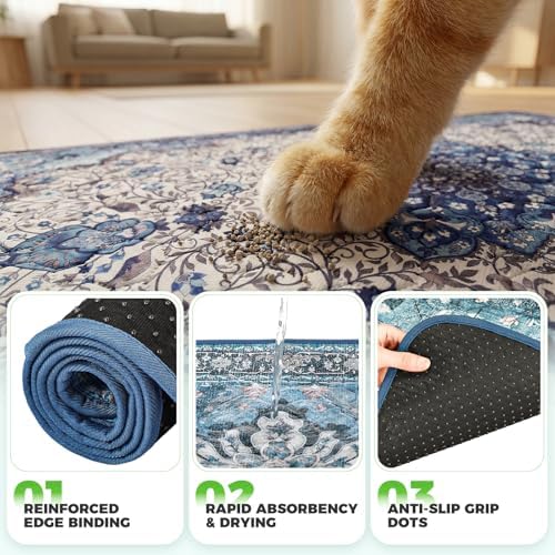 Hompet Cat Litter Mat 2 Pack, 36x36 Large Machine Washable Trapping Mats for Cats, Super Absorbent & Urine-Proof Cat Litter Box Mat for Floor, Waterproof & Non Slip Kitty Litter Rug