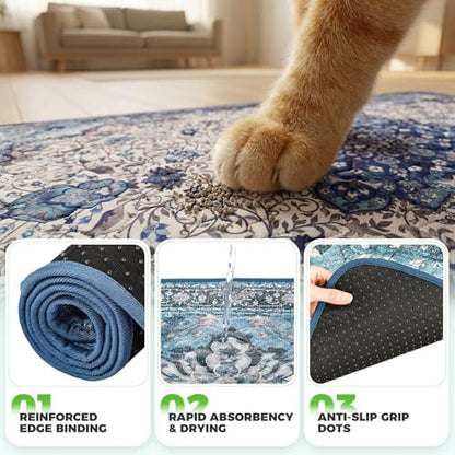 Hompet Cat Litter Mat 2 Pack, 36x36 Large Machine Washable Trapping Mats for Cats, Super Absorbent & Urine-Proof Cat Litter Box Mat for Floor, Waterproof & Non Slip Kitty Litter Rug