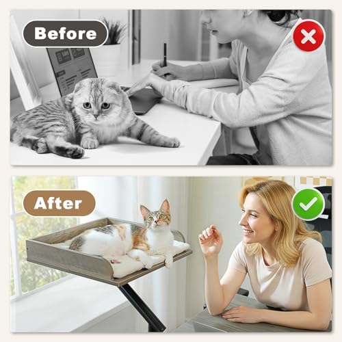 PAWZ Road Cat Desk Bed 360°Rotating Supports to 50 Lbs Cozy Nest for Desk