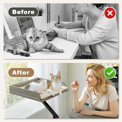 PAWZ Road Cat Desk Bed 360°Rotating Supports to 50 Lbs Cozy Nest for Desk