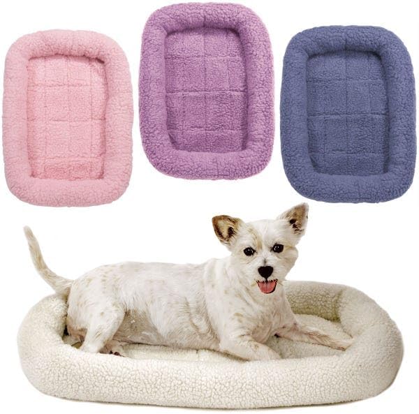 Slumber Pet Sherpa Crate Pet Bed with Bumper-Style Cushioning for Comfort in Crate