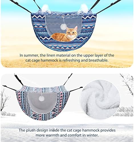 Unittype 2 Pieces Cat Cage Hammock Hanging Pet Bed, 2 Styles, Boho