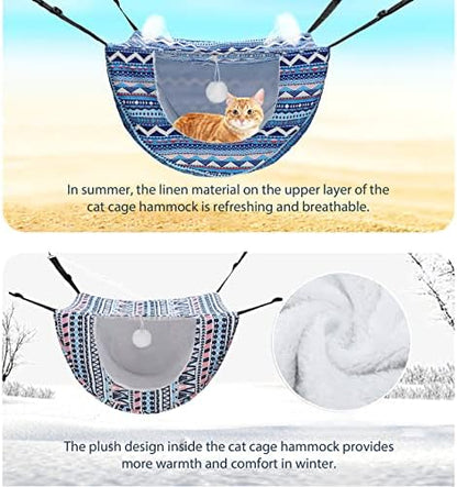 Unittype 2 Pieces Cat Cage Hammock Hanging Pet Bed, 2 Styles, Boho