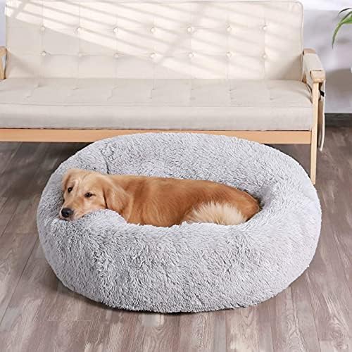 HACHIKITTY Calming Donut Cuddler Dog Bed, Indoor Puppy Beds for Large Dogs, XLarge 36''
