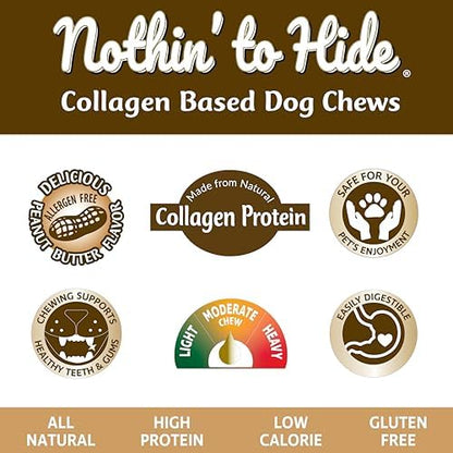 Fieldcrest Farms Nothin to Hide Flip Chips Dog Chews - Natural Rawhide Alternative Treats for Dogs, Collagen Based Snack for Moderate Chewers Up to 35lbs, Peanut Butter Flavor -1 Pack (8 Chips)