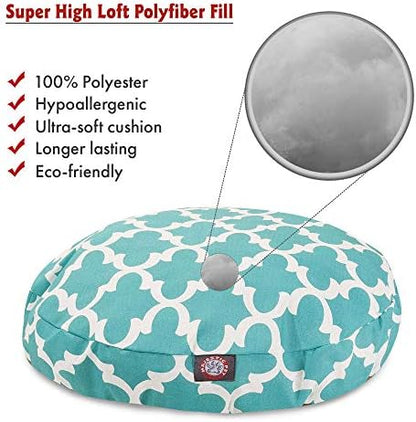 Teal Trellis Small Round Indoor Outdoor Pet Dog Bed With Removable Washable Cover By Majestic Pet Products