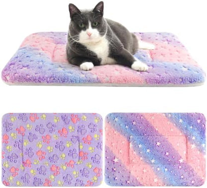 2 Pack Cat Blanket for Indoor Cat, Warm Calming Kitten Beds