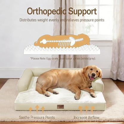 Comfort Expression Washable Dog Bed with Bolster for Medium to Large Dogs