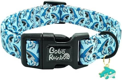 Dog Collar-Cute Shark Adjustable Pet Collars Soft Comfortable Puppy Collar Blue Cotton Dog Collars Durable Necklace Gift for Large Dogs