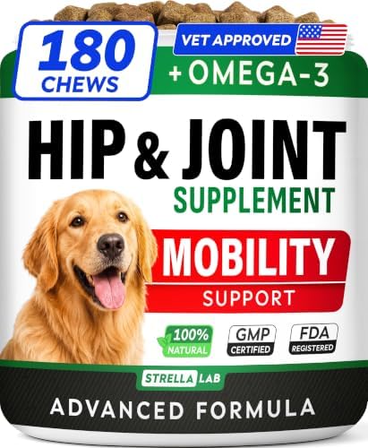 STRELLALAB Advanced Hip Joint Supplement for Dogs, Chondroitin Joint Chews