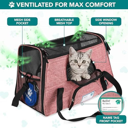 PetAmi Airline Approved Pet Carrier Cat Small Dogs, Large Heather White Red