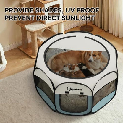 Sieidihit Dog Cat Playpen Tent Crate Cage with Blanket, Medium Grey